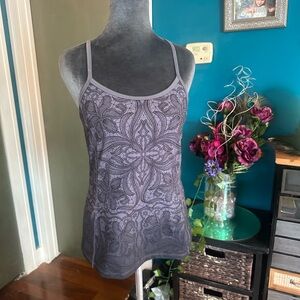 Athleta Harmonious Strappy Gray  Ombre Floral Workout Tank Top